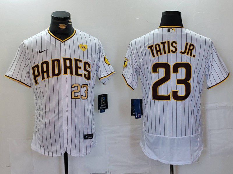 Men San Diego Padres #23 Tatis JR White stripe Elite 2024 Nike MLB Jersey style 2->san diego padres->MLB Jersey